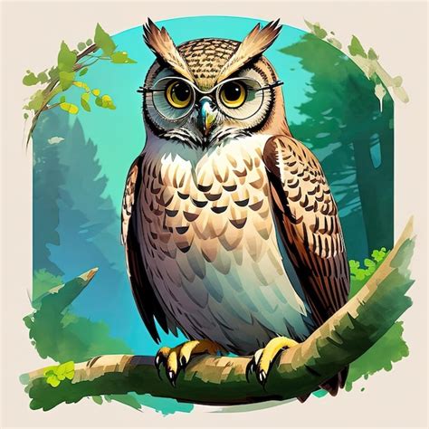 Premium Vector Detailed Illustration Of A Wise Owl In Glasses Premium