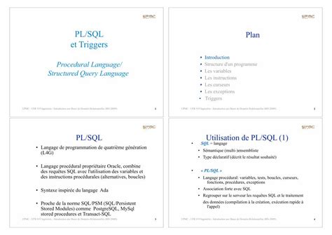 Pdf Pl Sql Et Triggers · Upmc Ufr 919 Ingéniérie Introduction