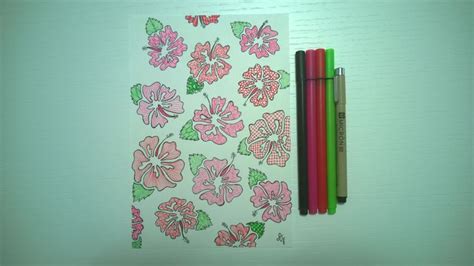 Zentangle And Hibiscus Zentangle Doodles Mandala