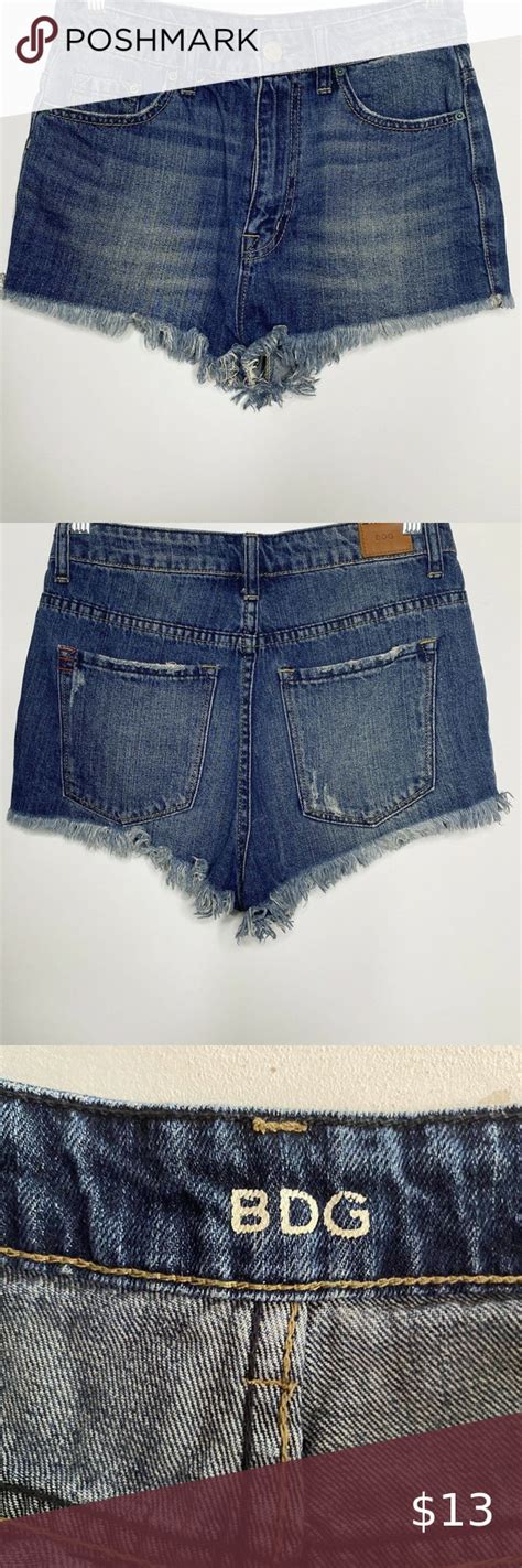 Bdg Urban Outfitters Super High Rise Cheeky Denim Shorts Sz Blue