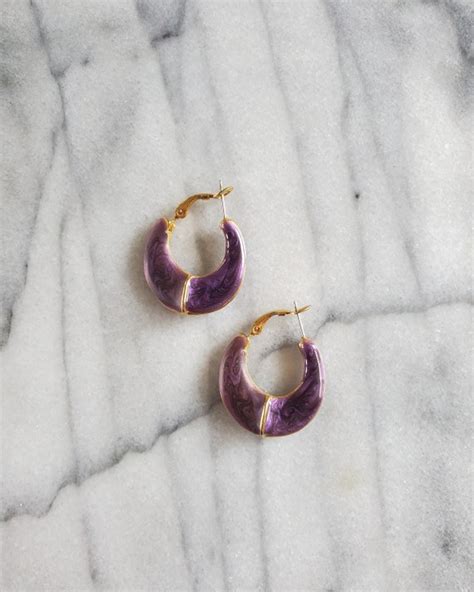 Vintage Purple Earrings Gem