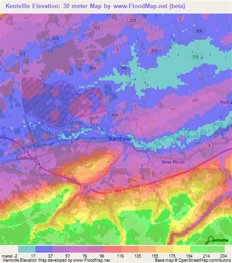 Elevation of Kentville,Canada Elevation Map, Topography, Contour