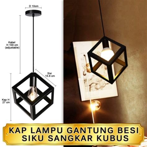 Jual Kap Lampu Gantung Besi Siku Sangkar Kubus Cafe Vintage Edison