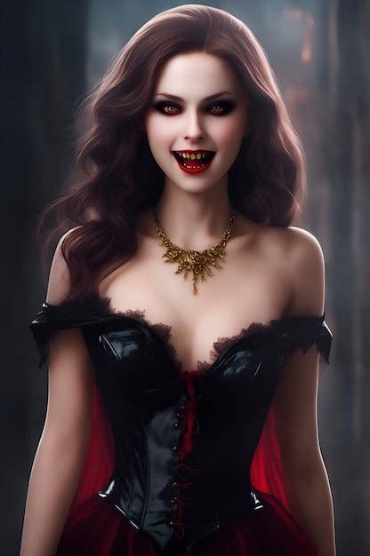 Foto De Uma Linda Garota Vampira Mostrando As Presas Corpo Inteiro De