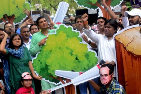 AAP Stages Protest Against Felling Of Trees At Satbari The Statesman