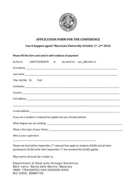 Fillable Online Unimc Application Form For The Conference Universit