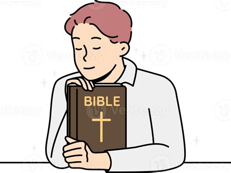 Man Christian Holds Bible Prays To God Feels Grace 21468651 Png