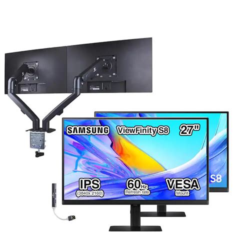 Samsung ViewFinity S8/S6 Commercial Monitor — 27" QHD (2560x1440) IPS 90W USB-C (VESA-NOSTAND / DUAL-DESK-KIT) (LS-S-27QHD-VESA-NOSTAND-DUAL-DESK-KIT)