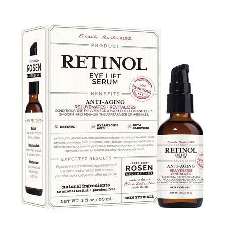 Rosen Apothecary Anti Aging Retinol Eye Lift Serum With Hyaluronic 1oz