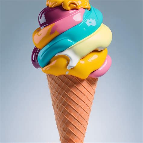 Premium Ai Image Colorful Ice Cream Cone