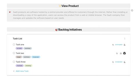 product roadmap template fusebase