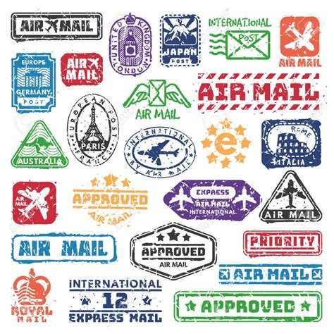 Vector Set Of Vintage Postage Mail Stamps Stock Vector 72170718 Postal Vintage Vintage