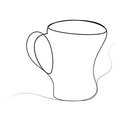 Dibujo continuo de una sola línea de taza estilizada de café capuchino