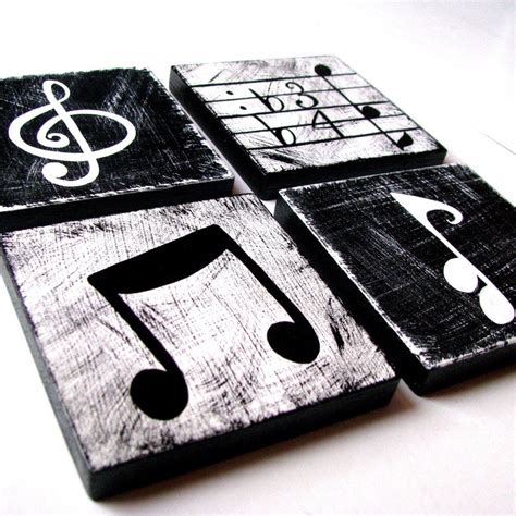 Music Inspired Black And White Wall Art By Whimsicalartblocks Music