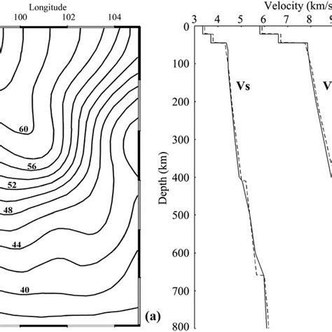 (a) The geometry of the Moho discontinuity under the study region. (b ...