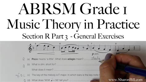 Abrsm Grade 1 Music Theory Section R Part 3 General Exercises With Sharon Bill Youtube