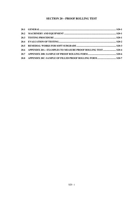 Section 20 Proof Rolling Test S20 I 20 General S20 Section 20