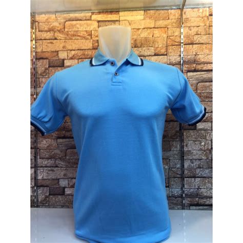 Jual Kaos Kerah Kerah S Warna Biru Muda Kerah List Cowo Kerah Shirt