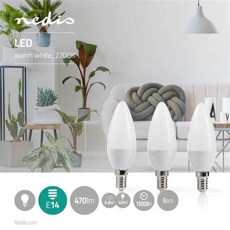 Nedis Led Lamp E Kaars W Lm K Warm Wit