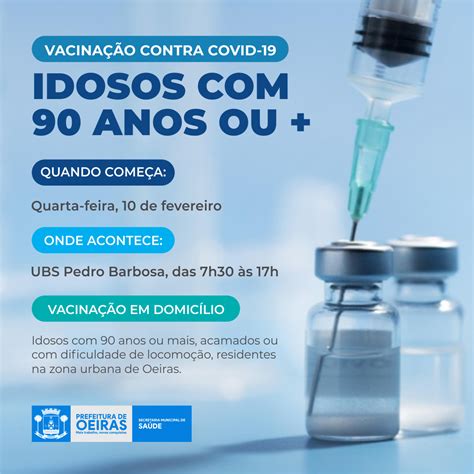 Vacinação contra Covid 19 para idosos a partir de 90 anos começa quarta