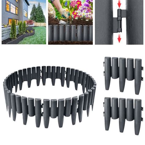 Bordure De Pelouse En Plastique AUFUN Effet Bois 22 4m Anthracite