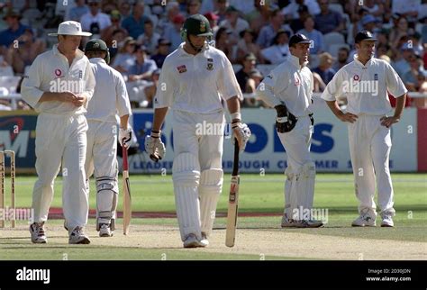 England Captain Nasser Hussain Far Right Talks With Alec Stewart