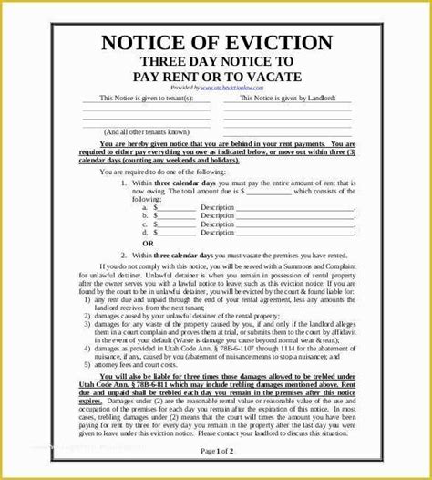 Free Eviction Notice Template California Of Eviction Notice