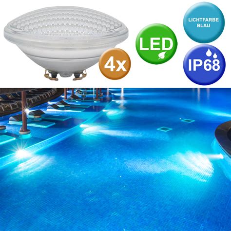 4x SMD LED Piscine Ampoules Piscine Spots PAR56 Bleu ETC Shop Lampes