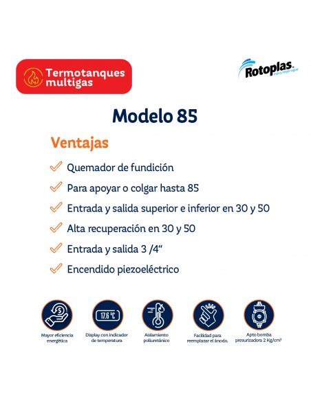 Termotanque Multigas Lts Rotoplas