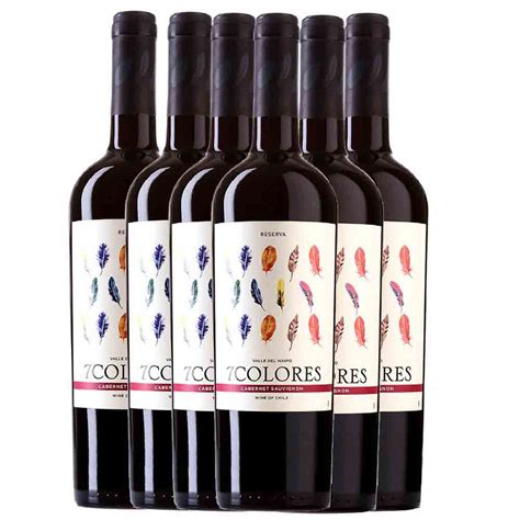 Kit 6 Vinhos Tinto Chileno 7 Colores Cabernet Sauvignon Orgânico 750 ml