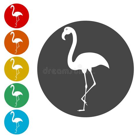 Flamingo Icons 9 Set Stock Vector Illustration Of Bird 96153723