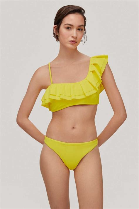 Mujer Bikini Top Asim Trico Volante Amarillo Pedro Del Hierro Ba O