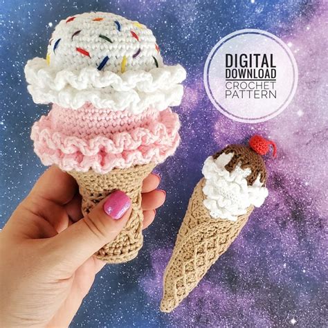 Ice Cream Cones Crochet Pattern Only Waffle Cone Cake Cone Crochet