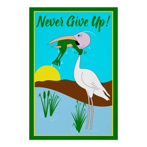 Funny Frog Choking Bird Inspirational Poster | Zazzle in 2022 | Bird ...