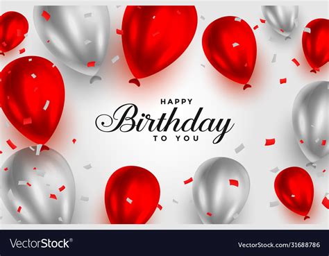 Happy birthday red and white shiny balloons Vector Image