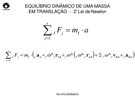 PPT EQUILÍBRIO DINÂMICO DE UMA MASSA EM TRANSLAÇÃO 2 º Lei de