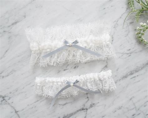 Off White Bridal Garter Set Eyelash Lace Wedding Garters Something