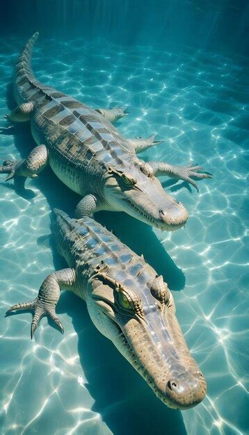 Photo A Realistic Scene Of A Tropical Sea With A Crocodiles And Fish
