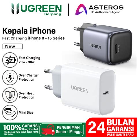 Jual UGREEN Kepala Charger IPhone Mfi Type C Fast Charging 20w 30w