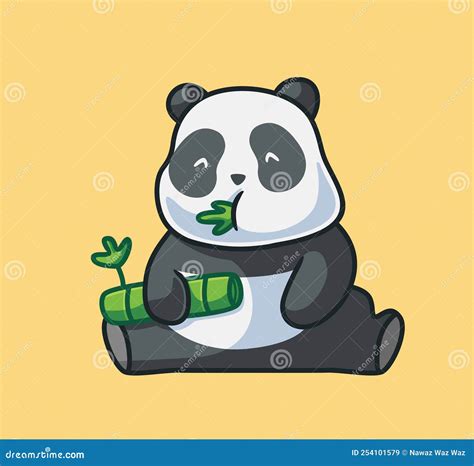 Cute Panda Eating A Bamboo Stock Illustration Illustration Of Flat