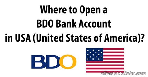 Where To Open A Bdo Bank Account In Usa United States Of America