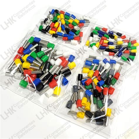 Kit Terminal Tubular Ilhós 1 5mm 2 5mm 4mm 6mm 10mm em cores sortidas