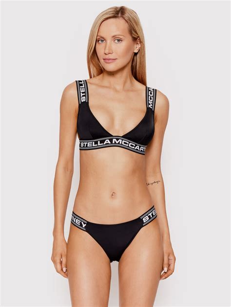 Stella Mccartney Bikini Pezzo Sopra Sporty Logo S By Nero