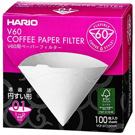 Hario V White Paper Coffee Filter Size Box