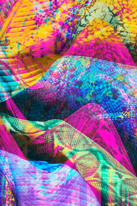 Trippy Painted Colorful Glitch Palm Floral Pattern Background Texture