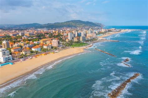 Aerial View of the Beach in Italian Town Pesaro Stock Photo - Image of panorama, building: 245593656