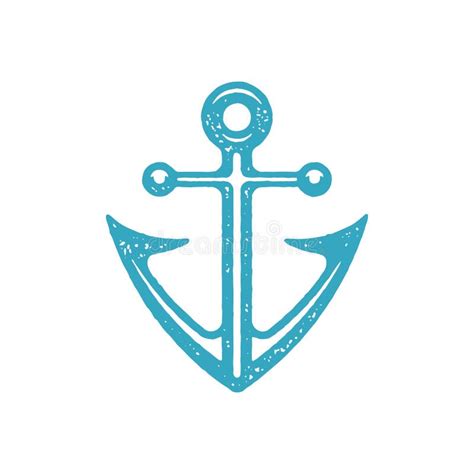 Classical Ship Anchor Angled Sharp Edges Nautical Symbol Blue Grunge