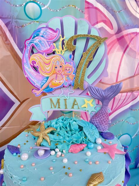 Barbie Mermaid Cake Topper Cake Topper Mermaid Theme Barbie | Etsy