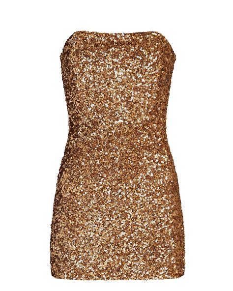 Retrof Te Heather Strapless Sequined Mini Dress In Brown Lyst