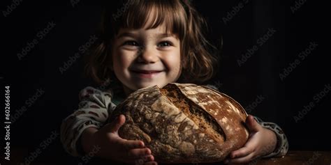 A Young Child Proudly Showing Off Their First Successful Loaf Of Bread